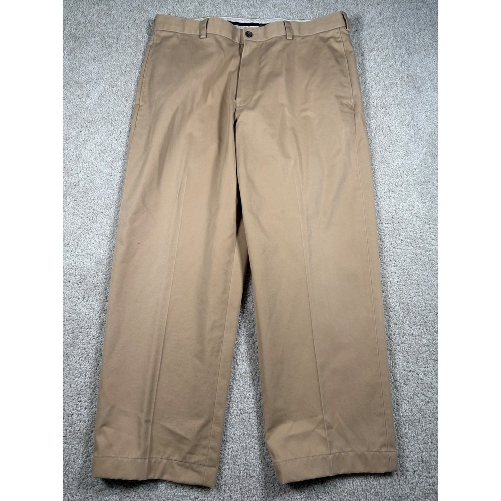 Brooks Brothers Advantage Chino Hudson Pants Mens 36x32 Khaki Tan Cotton pleated